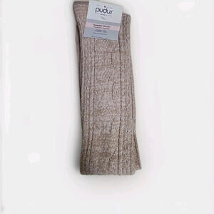 Stay warm with Pudus Beige Tan High Sweater Socks Wear under dress winter socks